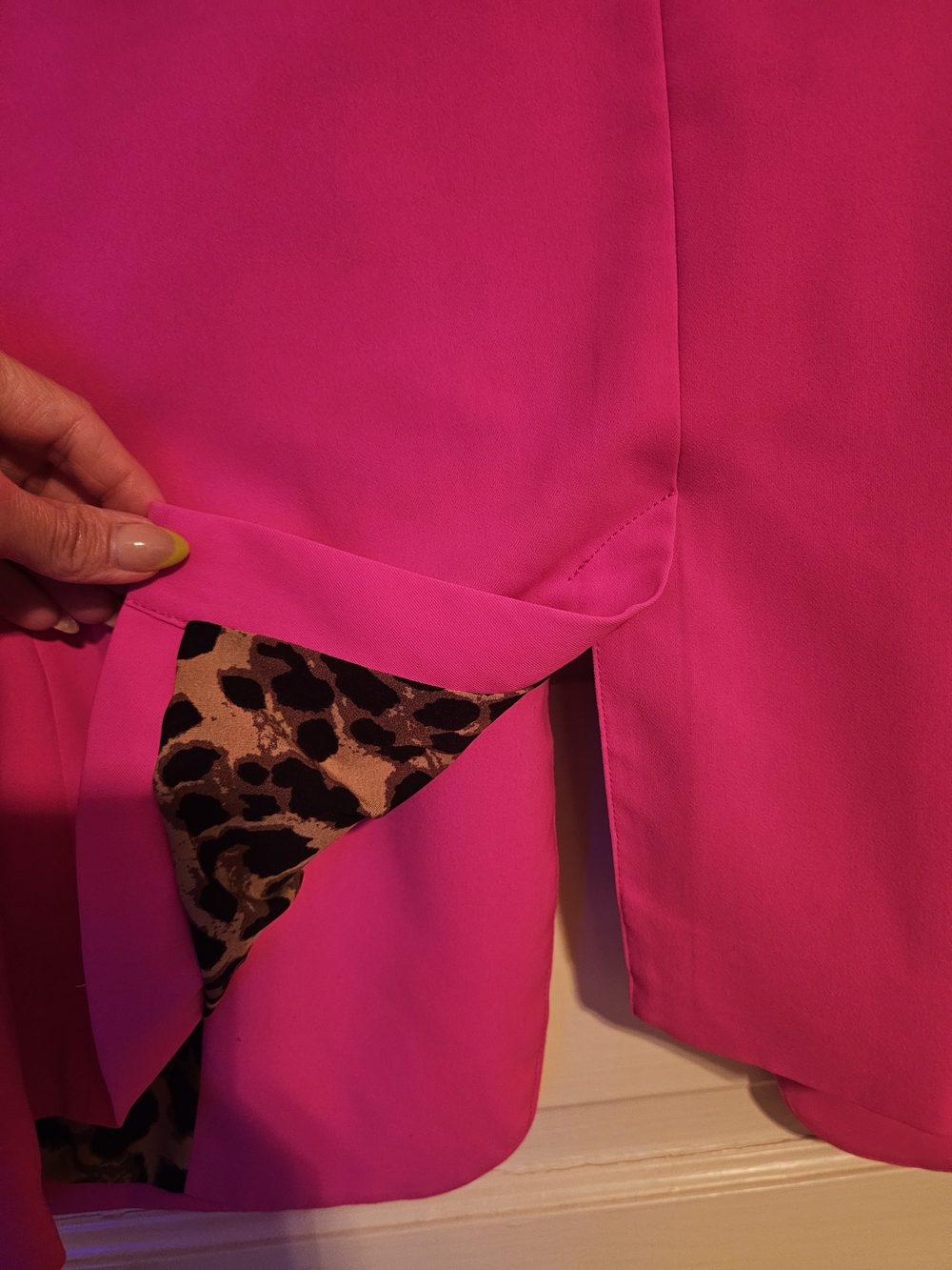 JODIFL Hot Pink Women's Blazer with Leopard Print Lining - Picture 9 of 9